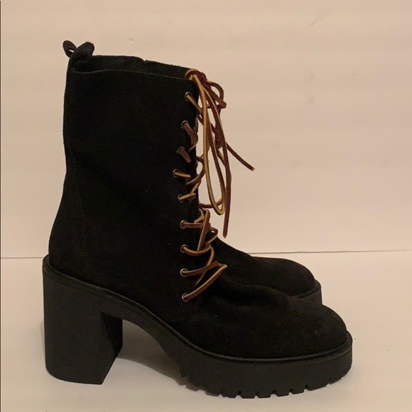 Free People Dylan Lace Up Boot in Black - Picture 9 of 12